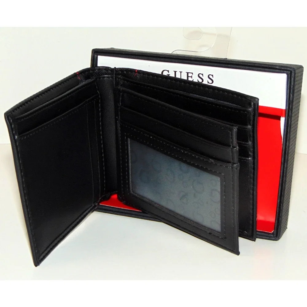 GUESS Men’s Black RFID Bifold Passcase Wallet Boxed NWT